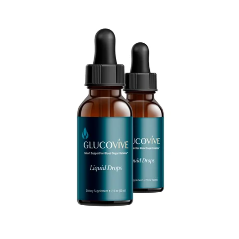 Glucovive liquid blood sugar support drops, two bottle pack
